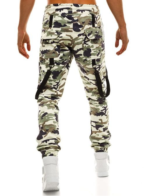 Trendy světlé maskáčové jogger kalhoty s kšandy ATHLETIC 0920