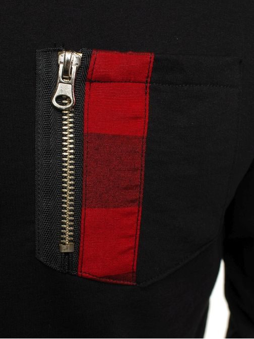 Moderní kostičkované triko s dlouhým rukávem černé ATHLETIC 758