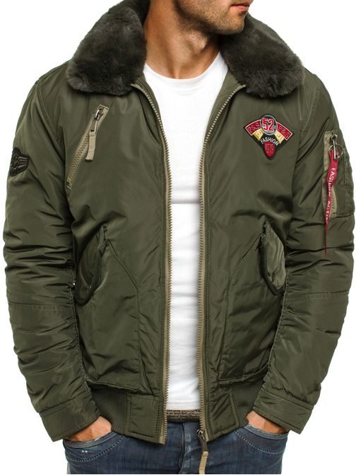 Moderní zimní bunda ve vojenském stylu J.STYLE 3151 KHAKI