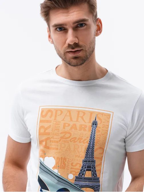 Trendy bílé tričko Paris S1434 V-6A