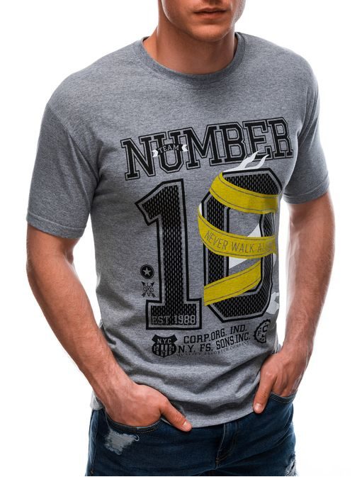 Šedé tričko s výrazným potiskem Number S1684