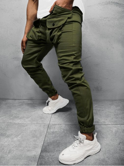 Stylové khaki jogger kalhoty G/11144