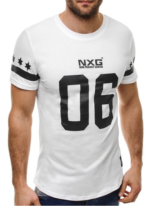 Výrazné bílé sportovní pánské tričko Style 3025