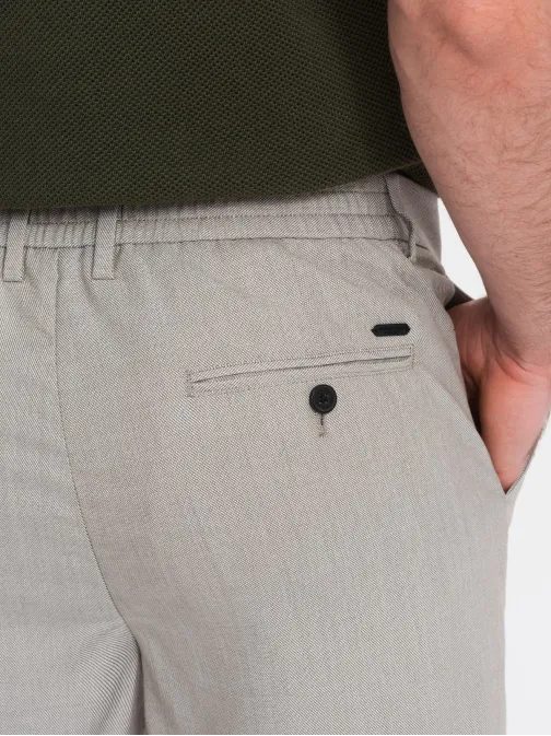 Trendy světle šedé chinos kalhoty s elastickým pásom V1 PACP-0157