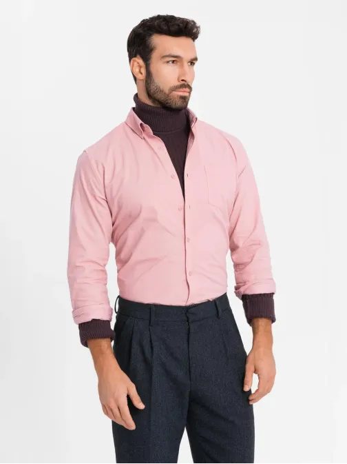 Ležérní růžová košile s kapsou V3 SHOS-0153
