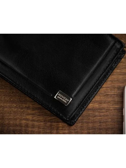 Elegantní kožená černá peněženka Rovicky