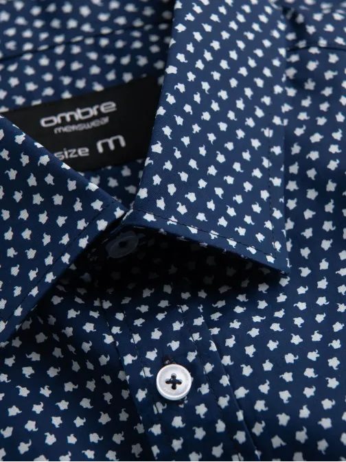 Jedinečná granátová košile s trendy vzorem V1 SHCS-0140