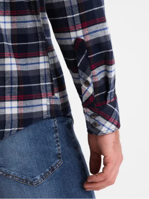 Stylová flanelová károvaná modro červená košile V2 SHCS-0149