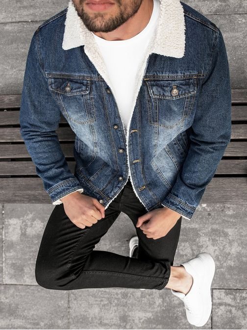 Riflová bunda v nebesky modré barvě JB/JP1155Z