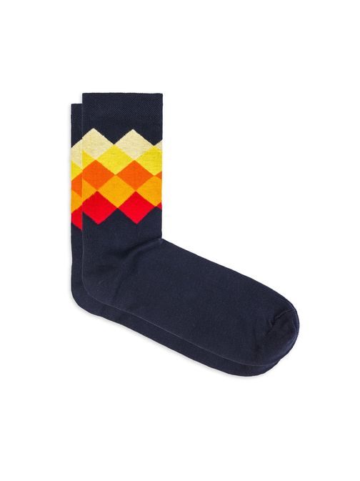 Modré ponožky s barevným vzorem u25