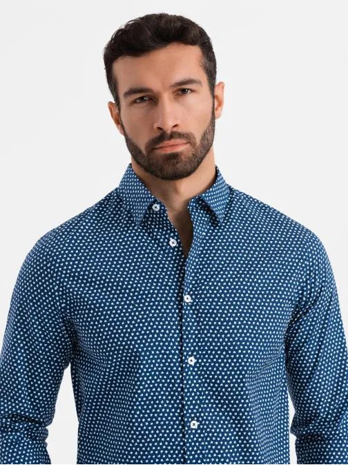 Jedinečná granátová košile s trendy vzorem V1 SHCS-0140