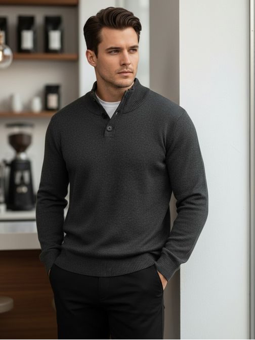 Stylový pánský svetr s knoflíky