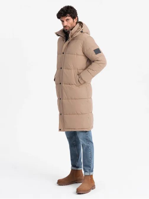 Nadčasová prošívaná béžová pánská parka V2 JALJ-0190