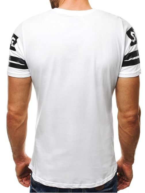 Moderní bílé triko s potiskem J.STYLE 3020