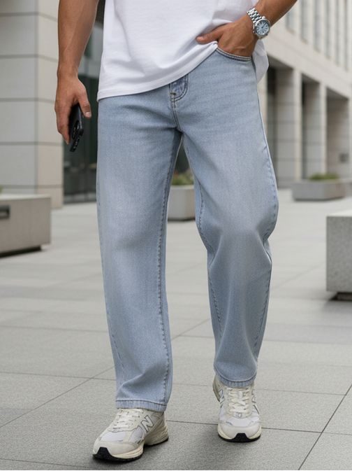 Originální široké světle modré džíny