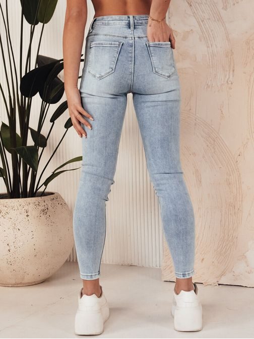 Dámské modré rifle s flitrovými motýli Cabrela