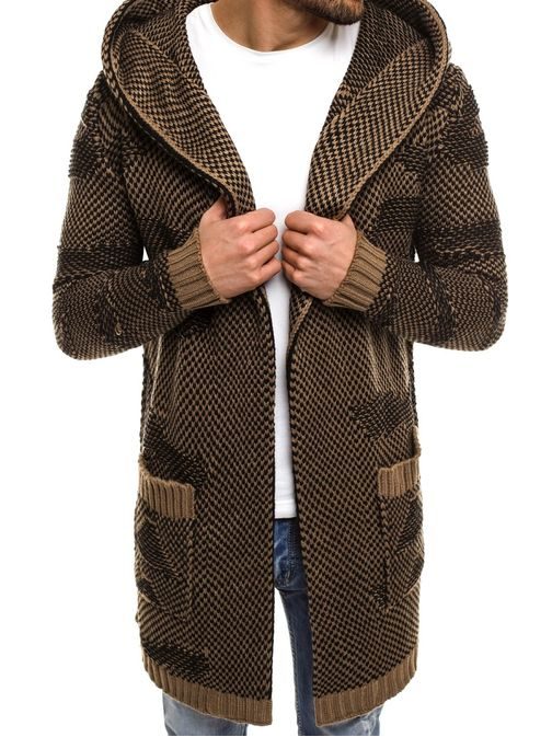 Skvělý svetr s kapucí hnědý MADMEXT 2150/18