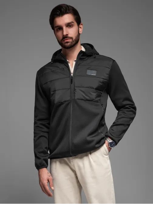 Moderní černá pánská přechodná bunda V5 JANP-160