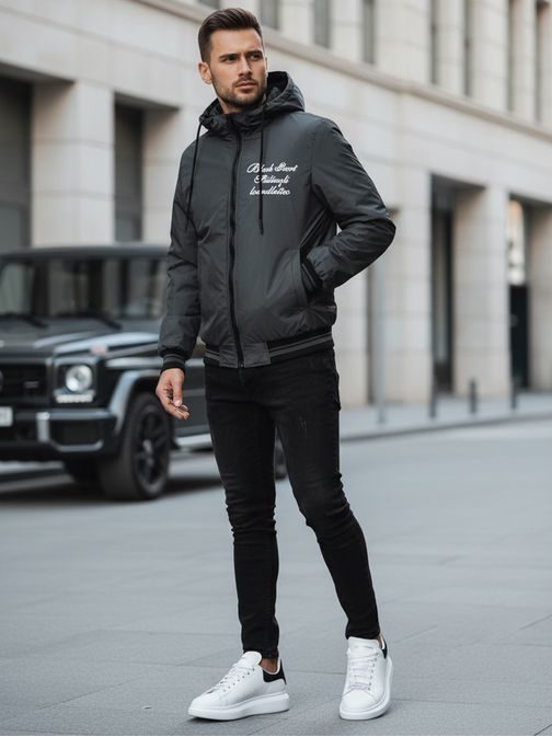 Pánská černá oboustranná bunda s kapucí