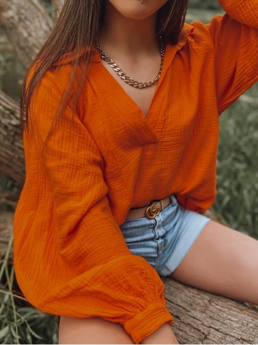 Stylová mušelínová dámská košilka v oranžové barvě Keli