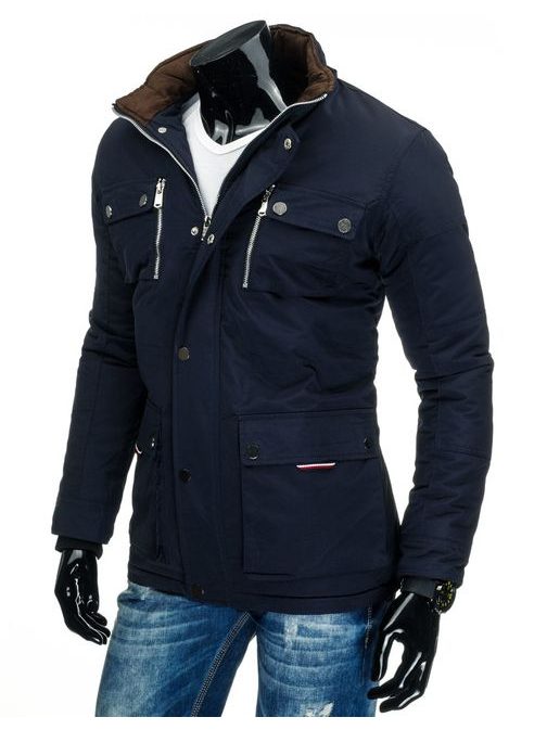 Praktická zimní bunda pro pány v granátové barvě