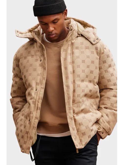 Elegantní prošívaná hnědá zimní bunda V2 JAHP-0195