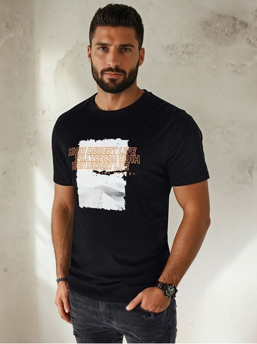 Atraktivní černé tričko s originálním potiskem