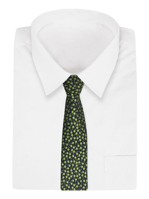 Granátová kravata se zelenými květy