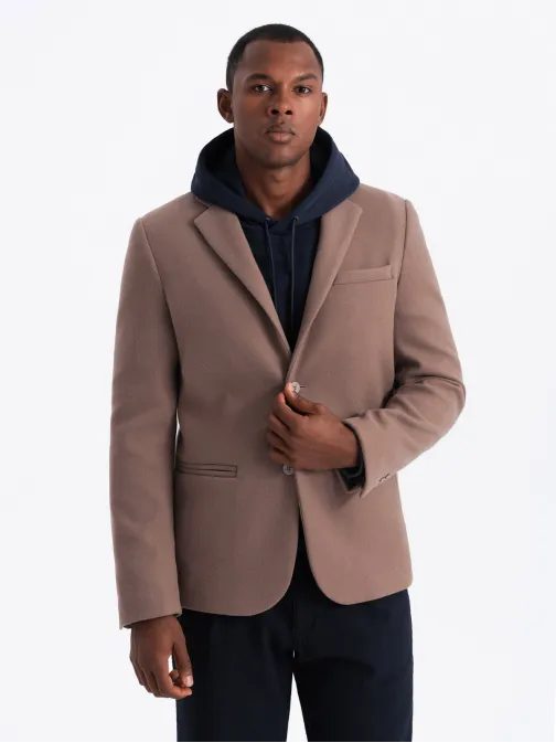 Trendy světle hnědé pánské sako V2 BLZB-0118