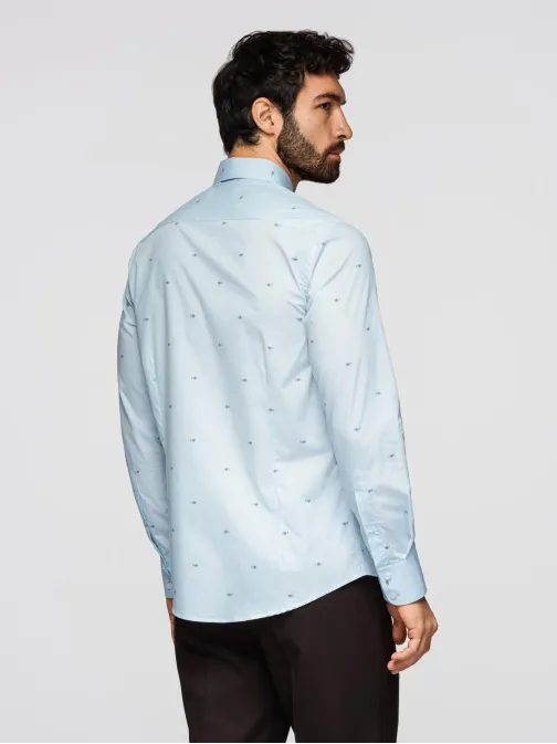 Vzorovaná pánská modrá košile V1 K696