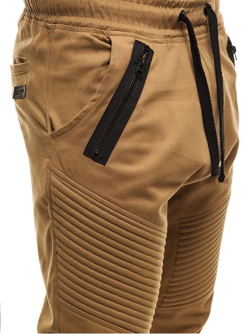 Karamelové chinos jogger kalhoty OZONEE A/0952