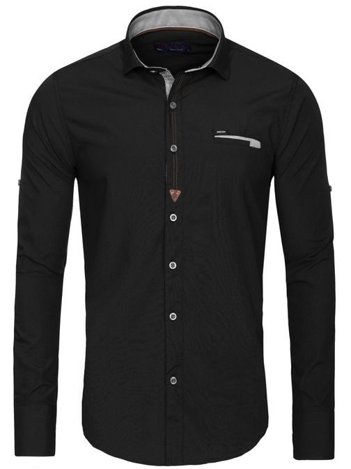 Exkluzivní moderní černá pánská košile RAW LUCCI 790