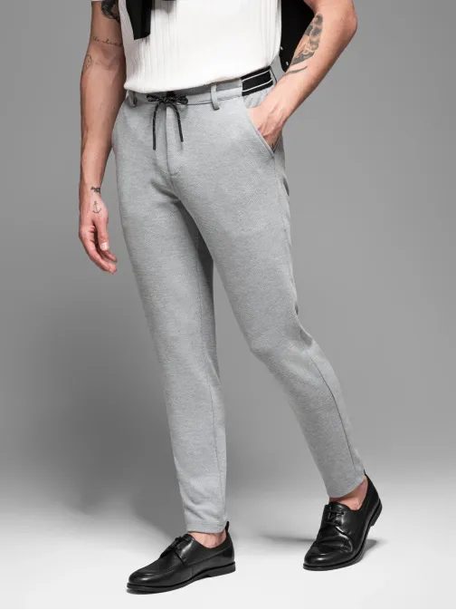 Trendy šedé tepláky s pružným pasem V1 PACP-0116