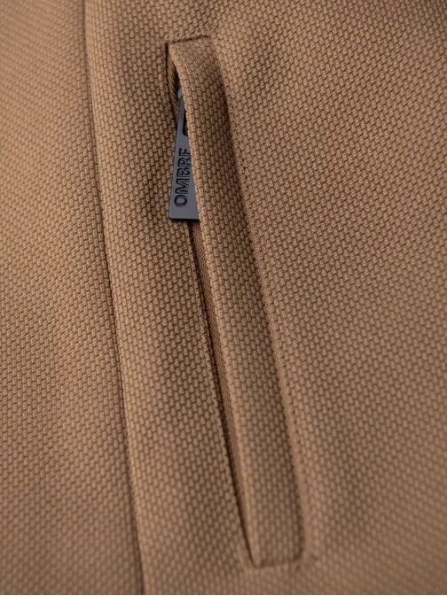 Světle hnědý pánský kabát s vysokým límcem V4 COWC-0136