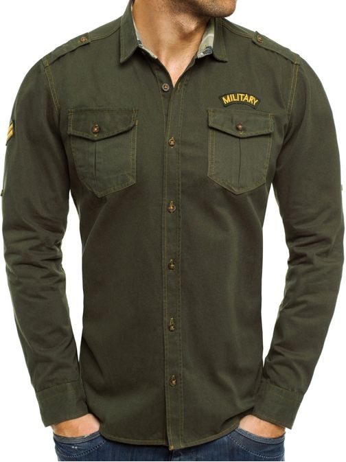 Khaki riflová košile NORTH 2504