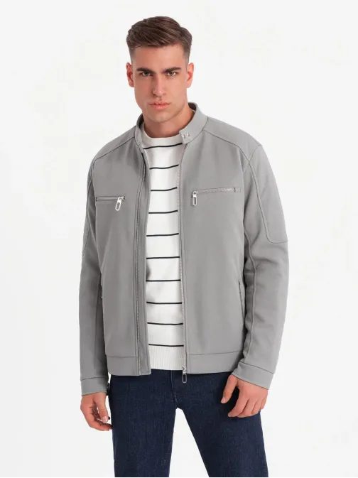 Trendy šedá motorkářská bunda V3 JALP-0157