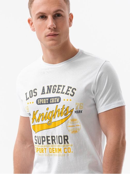 Pohodlné bílé tričko Los Angeles S1434 V-23D