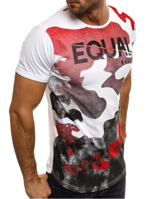 EQUAL nádherné moderní bílé tričko se vzorem BREEZY 548