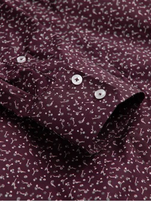 Zajímavá bordó košile s trendy vzorem V5 SHCS-0151