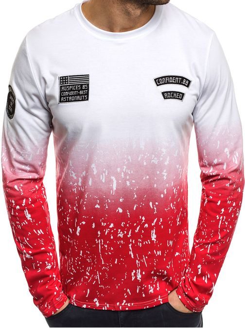 Bílo-červené tričko s nášivkami J.STYLE SX075