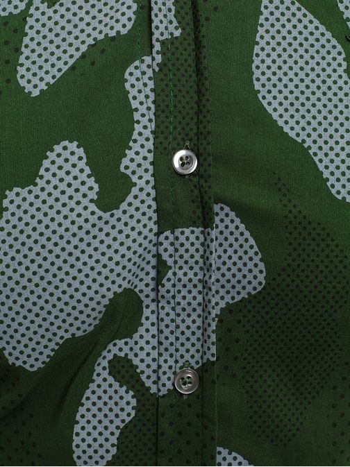 Módní zelená košile s dlouhým rukávem ZAZZONI 1113