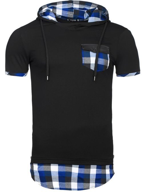 Trendy pánské černé tričko s modrým detailem ATHLETIC 479
