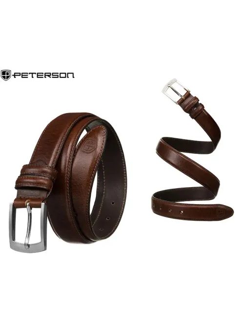 Hnědý kožený pánský opasek Peterson