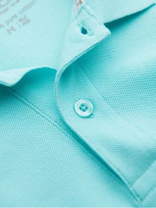Bavlněná jednobarevná pánská polokošile mint v18 om-pobs-0100