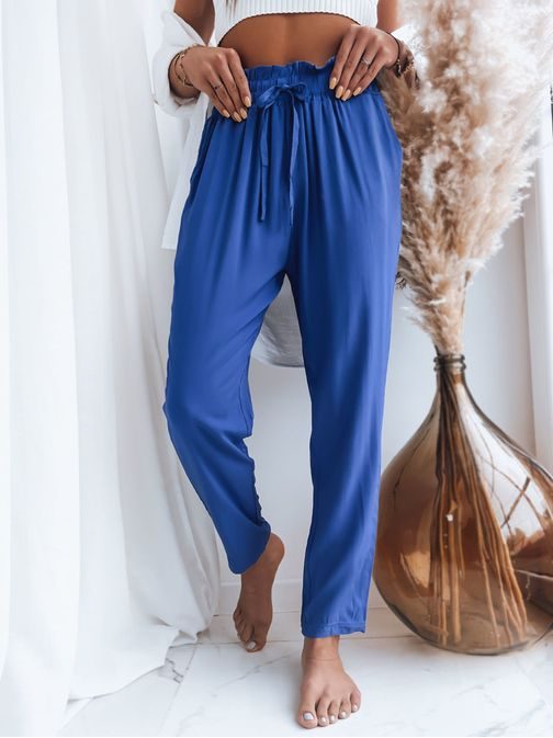Jednoduché dámské chrpově modré kalhoty Adelis