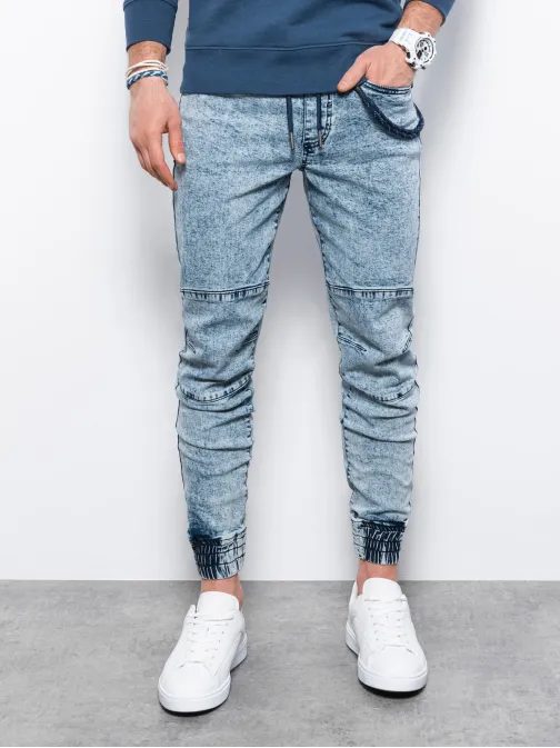 Riflové jogger kalhoty ve světle modré barvě P1056