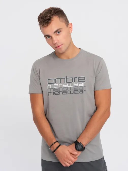 Šedé tričko s nápisem V2 TSPT-0160