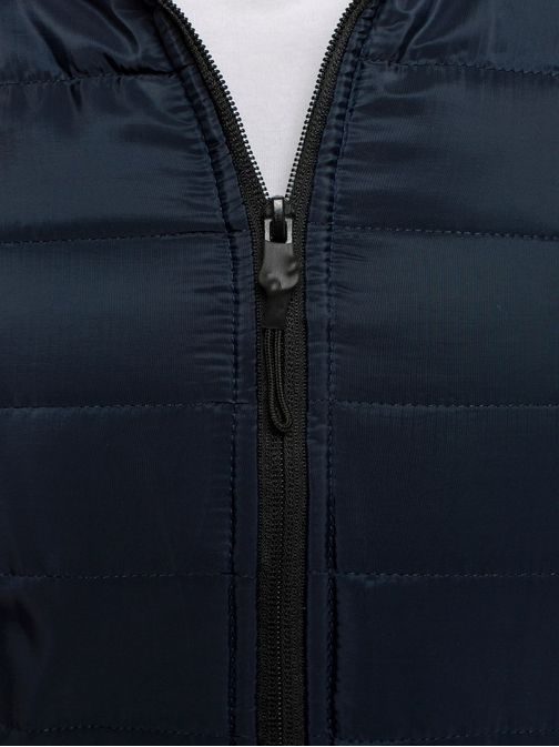 Moderní tmavě modrá bunda s prošívaným vzorem