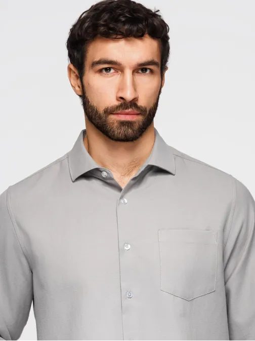 Pánská šedá košile s náprsní kapsou V1 K694