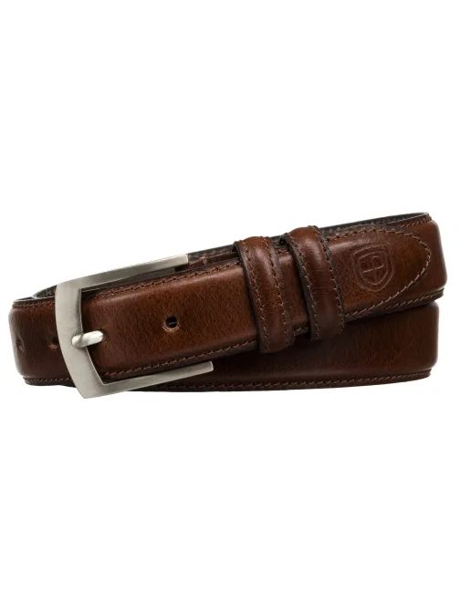 Hnědý kožený pánský opasek Peterson